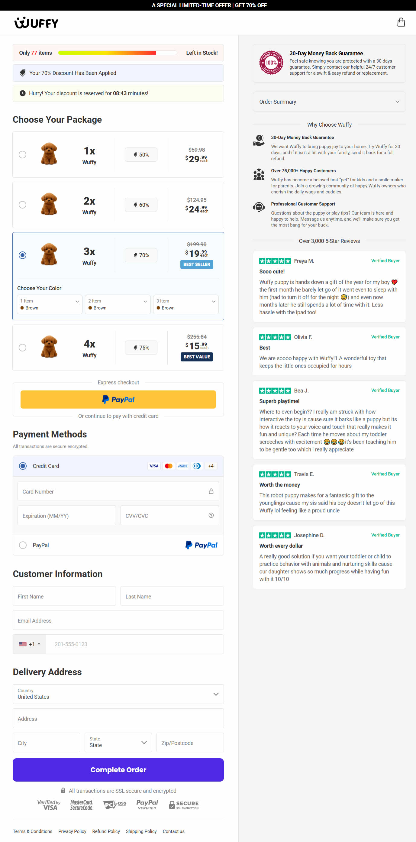 Wuffy Order Checkout Page